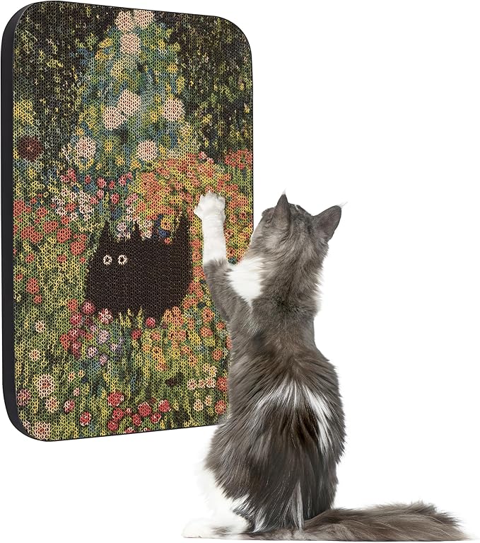 Art Cat Scratcher, Wall-Mountable Cat Scratching Board, Cat Wall Scratcher 16.7x11x1 Inch Cat Scratch Pad and Cat Scratchers for Indoor Cats Toy Furniture Protector（Flower Garden）