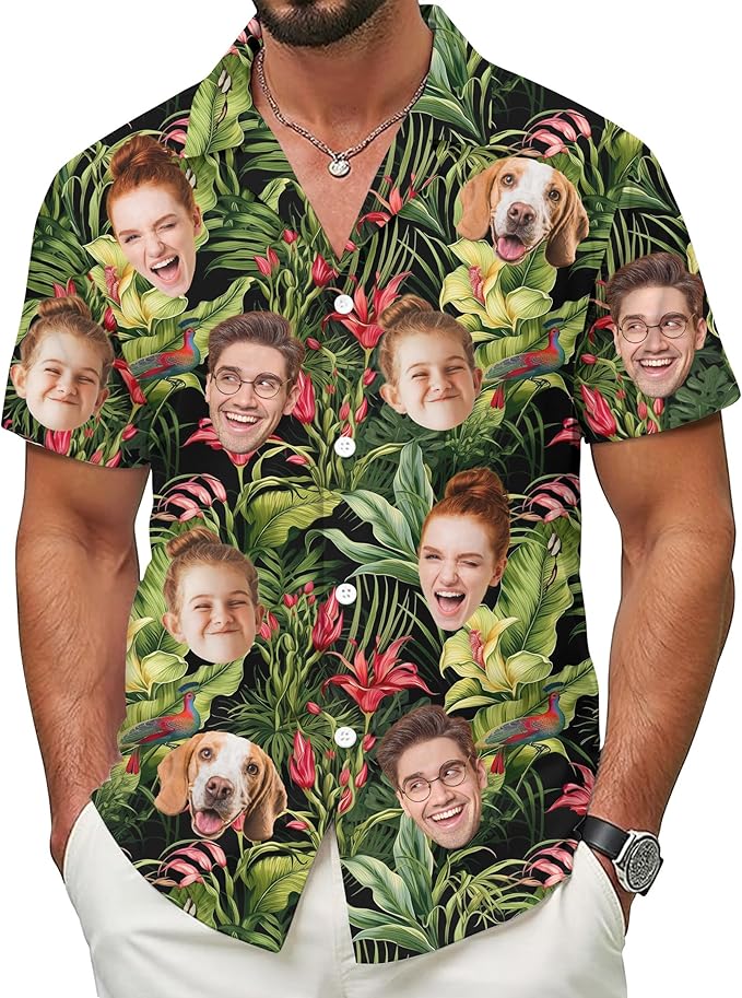 Custom Hawaiian Shirt with Face for Men Women Youth Kid, Personalized Hawaiian Shirts with Face Logo Photo Picture