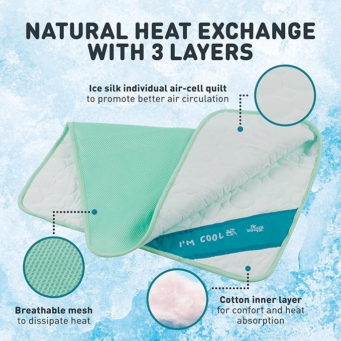 INSPECTOR TAIL 3D ChillPocket Cooling Mat for Dog + String Bag Pack/Air-Cells for Better Airflow/Washable & Portable Pet Soft Pad for Indoor or Outdoor Blanket for Kennel Sofa Bed Floor Car