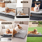 2-Pack Waterproof Dog Bed Medium Size Dogs, Plush Cushion & Orthopedic Egg-Crate Foam Mattress for Senior Dogs, Washable Dog Crate Bed with Removable Cover, Dark Grey