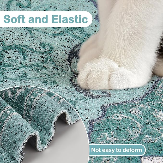 Glittme Cat Litter Mat with Non-Slip Bottom Litter Box Mat 24"X15" Litter Trapping Mat Easy to Clean Washable Cat Food Mat for Kitty,S