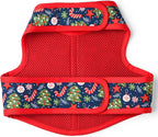 Mile High Life Velcro Dog Harness, Air Mesh Floral Vest Harness for 20 lbs Small Dogs & Cats, Easy Get on Adjustable Easy Closures Both Neck and Chest(Red Tree, XS Chest 14"-16")
