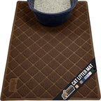 GORILLA GRIP Cat Litter Box Mat, 35x23, Water Resistant, US Designed Kitty Litter Trapping Mats, Easy to Clean, Scatter Control, Less Mess and Clean Floors, Kitten Supplies for Indoor Cats, Brown