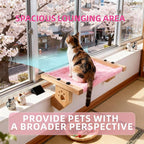 ESPETS Cat Window Sill Perch with Solid Wood & Thick Metal, Sturdy Cat Hammock Beds Window Seats with Soft Cusion Large Cats and Kittens-22.5 Inch