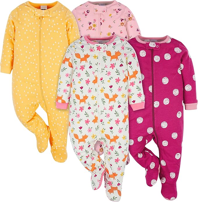 Onesies Brand Baby Girls' 4-pack Sleep 'N Play Footies Multi Pack