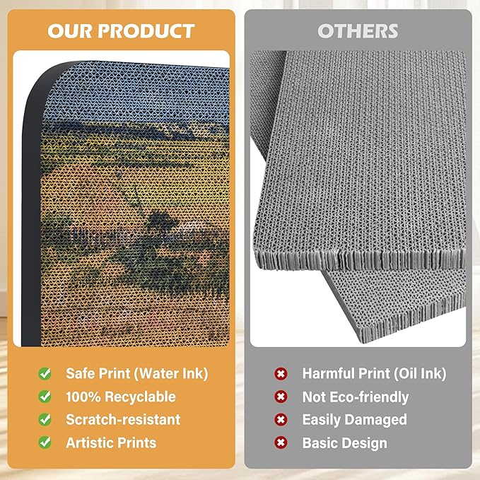 2 Pack Art Cat Scratcher, Wall-Mountable Cat Scratch Pad, Cat Wall Scratcher 16.7x11x1 Inch Cat Scratching Board for Indoor Cats Toy (Series3)