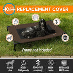 K&H Pet Products Dog Cot Replacement Cover, Designed to fit K&H Large Pet Cots (Sold Separately), Indoor Outdoor, Breathable Cooling Mesh Center, Machine Washable - Large 42 X 30in Chocolate