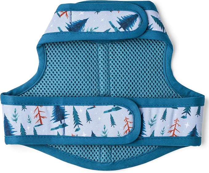 Mile High Life Dog Harness, Air Mesh Floral Vest Harness for 20 lbs Small Dogs & Cats, Easy Get on Adjustable Easy Closures Both Neck and Chest(Gray Tree, S Chest 16"-18")