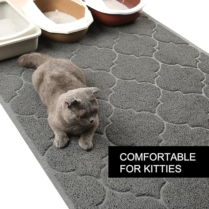 LittleTiger Cat Litter Mat, XL Super Size, Phthalate Free, Easy to Clean, 46x35 Inches, Durable, Soft on Paws, Large Litter Mat.