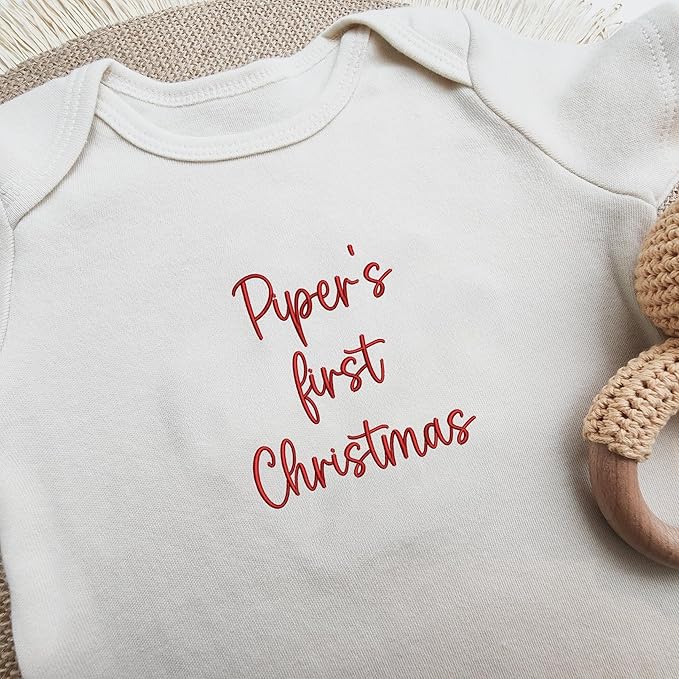 COUPLEHOODIES Personalized Baby Onesie Bodysuit – Custom Embroidery Gift for Pregnancy Reveal Baby Shower or First Grandchild