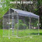 HITTITE Extra Large Outdoor Dog Kennel, Anti-Rust Dog Kennel Outside with Roof, Galvanized Chain Link Dog Runs for Outside with Waterproof UV-Resistant Cover and Secure Lock