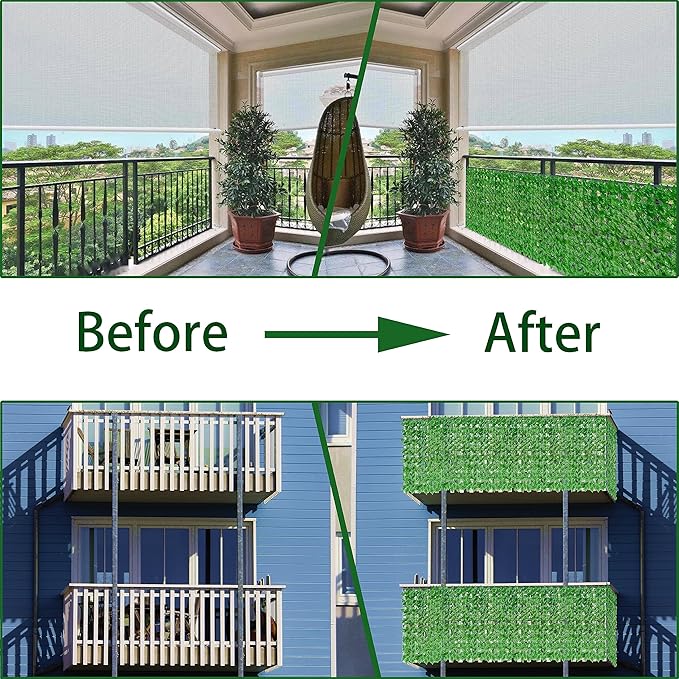 Artificial Ivy Privacy Fence Wall Screen,40X120 in UV-Anti Faux Greenery Backdrop Ivy Vine Leaf Hedges Fence Panels for Patio, Balcony, Garden, Backyard Indoor Outdoor Light Green Wall Decor