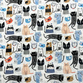 1 Yard (Pre-Cut) 43" x 36" (109cm x 92cm) Premium Floral Cotton Quilting Sewing Fabric, DIY Sewing Patchwork Supplies for Face mask Clothing Handmade Craft&Home Decoration (Cute cat 6)