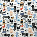 1 Yard (Pre-Cut) 43" x 36" (109cm x 92cm) Premium Floral Cotton Quilting Sewing Fabric, DIY Sewing Patchwork Supplies for Face mask Clothing Handmade Craft&Home Decoration (Cute cat 6)