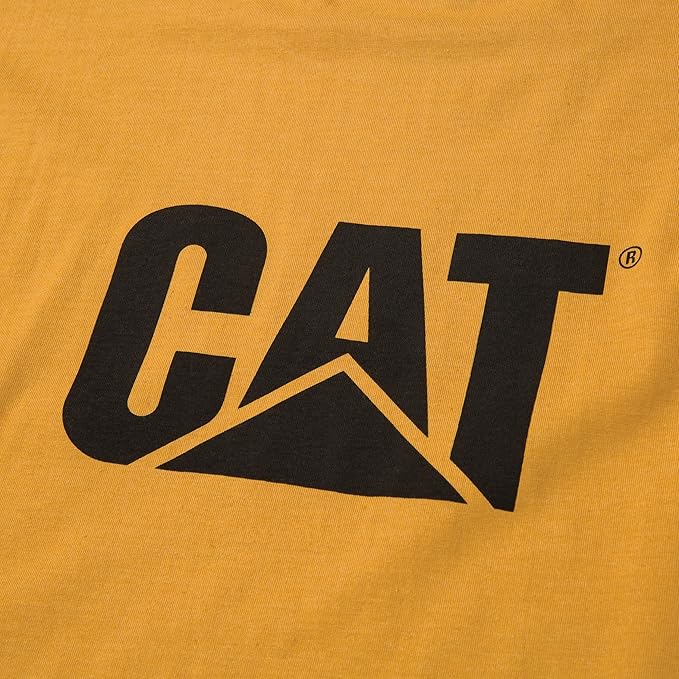 CAT Men's Trademark T-Shirts with Shape-Retention Rib Trim Spandex, Tagless Neck, and Cat Logo on Left Chest