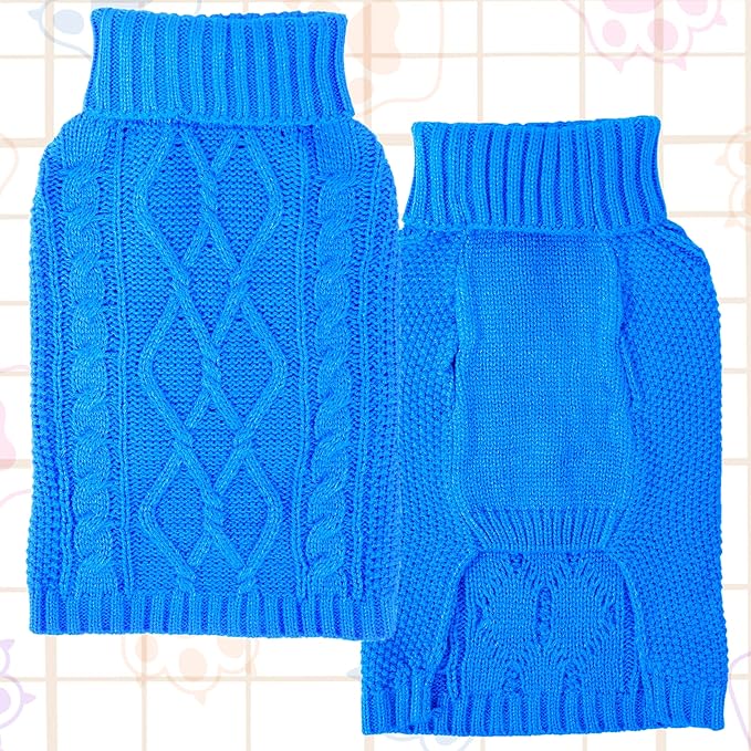 Dog Sweaters for Small Dogs Winter Dog Clothes Turtleneck Puppy Sweater Warm Pet Clothes Knitted Solid Cat Sweater Dogie Outfit XS~L(L-Blue,M)