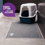 Pawkin Cat Litter Mat, Patented Design with Litter Lock Mesh, Extra Large, Durable, Easy to Clean, Soft, Fits Under Litter Box, Litter Free Floors, Gray