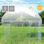 HITTITE Extra Large Outdoor Dog Kennel, Anti-Rust Dog Kennel Outside with Roof, Galvanized Chain Link Dog Runs for Outside with Waterproof UV-Resistant Cover and Secure Lock