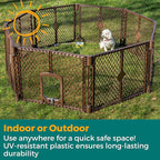 MyPet 8-Panel Petyard Passage: 6.5 ft. Wide 26 in. Tall Brown Freestanding Customizable Folding Pet Enclosure with Lockable Pet Door; Indoor/Outdoor Puppy Playpen Made in USA