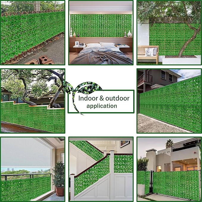 Artificial Ivy Privacy Fence Wall Screen,40X120 in UV-Anti Faux Greenery Backdrop Ivy Vine Leaf Hedges Fence Panels for Patio, Balcony, Garden, Backyard Indoor Outdoor Light Green Wall Decor