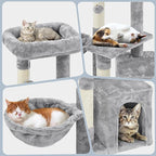 Yaheetech 34.5in Scratching Post, Cat Scratchers for Indoor Cats and Kittens, Multifunctional Activity Post w/Sisal Rope＆Dangling Ball＆Large Condo, Light Gray