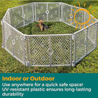 MyPet 8-Panel Paws Petyard, Gray Dog Playpen, Durable & UV-Resistant Puppy Playpen, Indoor/Outdoor Portable Dog Pen, Adjustable for Your Pet's Comfort, Friendly Design for Happy Pets