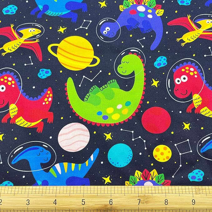 1 Yard (Pre-Cut) 43" x 36" (109cm x 92cm) Premium Floral Cotton Quilting Sewing Fabric, DIY Sewing Patchwork Supplies for Face mask Clothing Handmade Craft&Home Decoration (Cute Dinosaur)