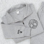 Chillever Custom Pet Embroidered Quarter Zip Sweatshirt, Dog Portrait Face Shirt, Pet Photo Shirt, Gifts For Pet Lovers