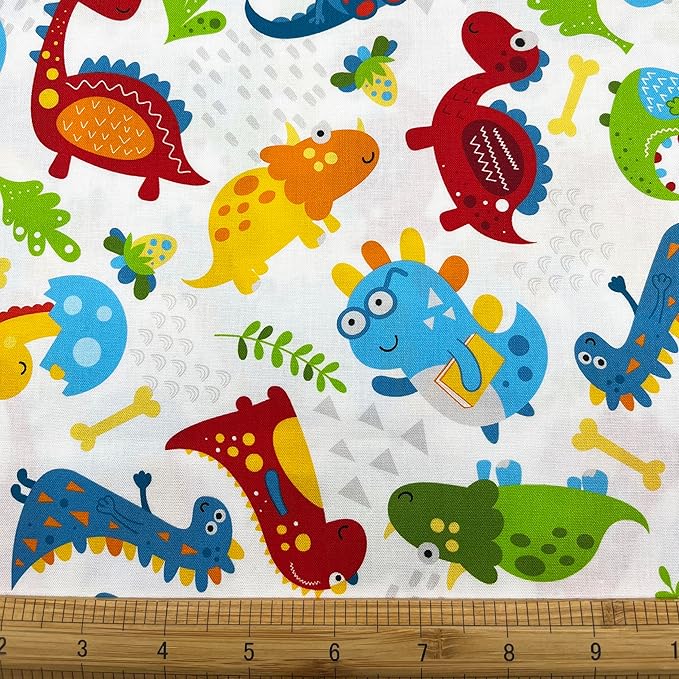 1 Yard (Pre-Cut) 43" x 36" (109cm x 92cm) Premium Floral Cotton Quilting Sewing Fabric, DIY Sewing Patchwork Supplies for Face mask Clothing Handmade Craft&Home Decoration (Dinosaur 6)